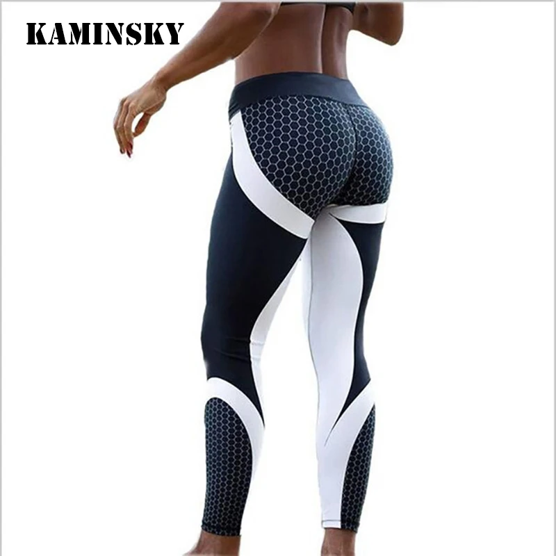 Kaminsky S-XL, женские леггинсы для фитнеса с принтом, спортивные Леггинсы для тренировок, полиэфирные легинсы, цифровая спортивная одежда, леггинсы