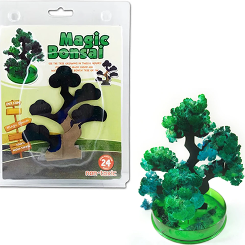 

140mm H Visual Green Magic Growing Paper Bonsai Tree Kit Artificial Magical Pine Potted Plant Trees Science Kids Christmas Toys