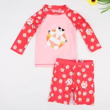 2 шт купальники для малышей девушки купальник UPF 50+ с длинными рукавами младенческий купальный костюм для младенцев купальник 1 2-8 9 12 лет