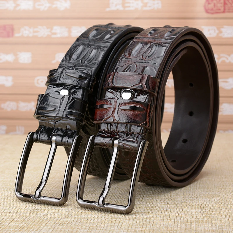 BISI GORO meter 3d Crocodile skin print men belt cow 