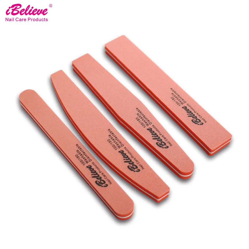 iBelieve 4pcs/Lot Nail Files Nail Buffer Buffing Slim Thick Nail