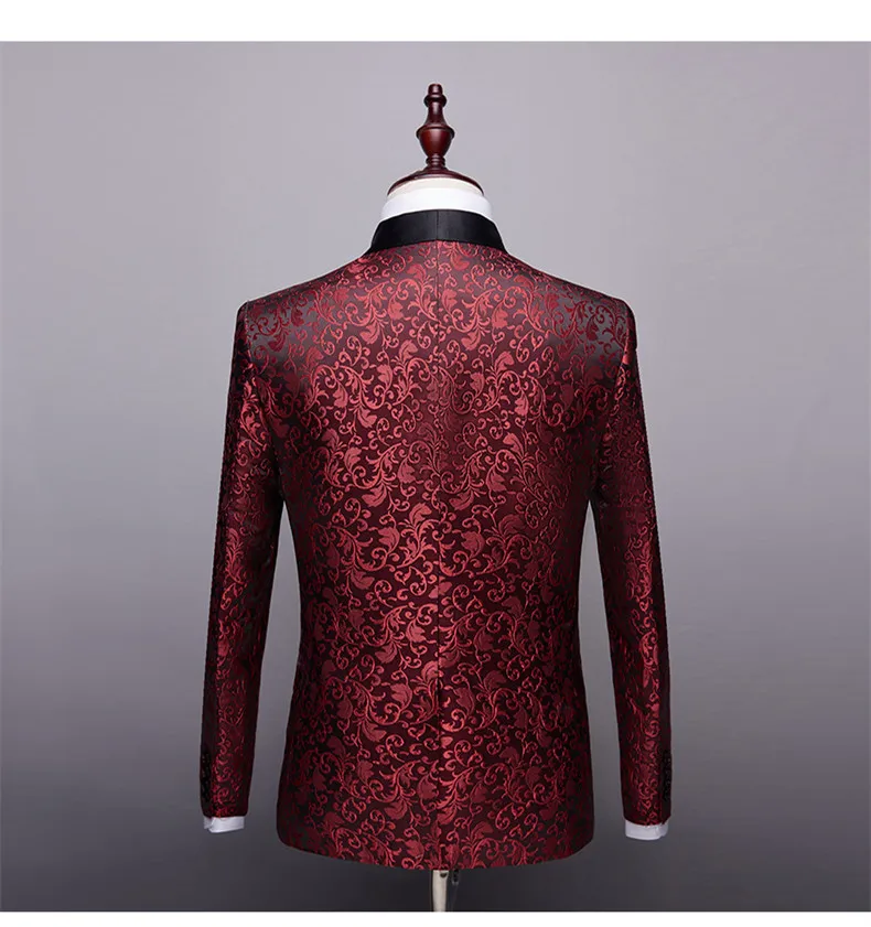 Весенние новые высококачественные мужские повседневные деловые костюмы мужские классические красные костюмы с вышивкой Свадебный костюм мужской(пиджак+ брюки