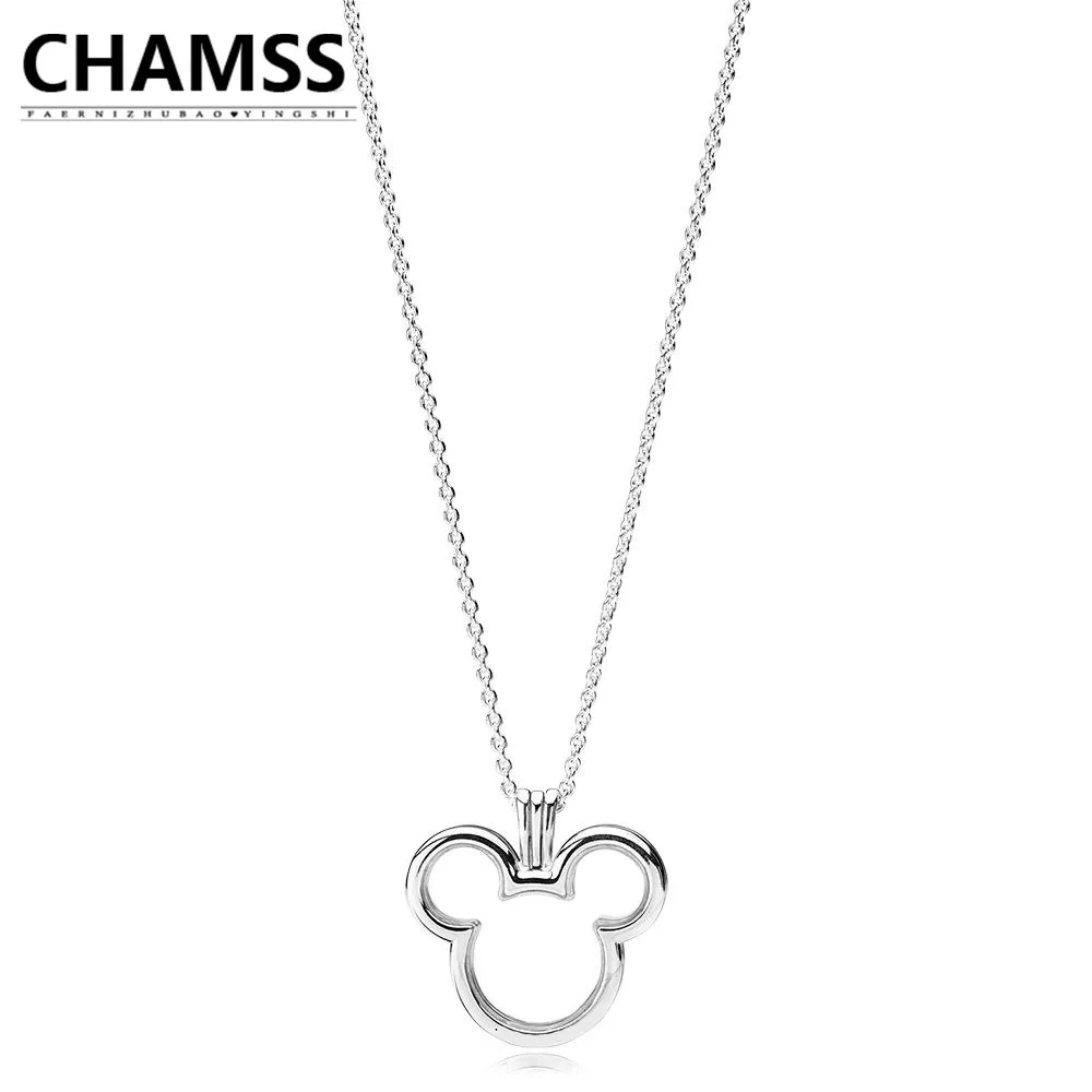 

CHAMSS 2019 PD Charms Silver 925 Original 1:1 MI Mouse Floating Box Pendant Necklace Girlfriend Free Shipping 397177