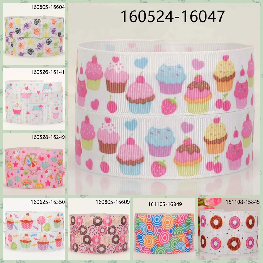 

10yards -different sizes -cake pattern ribbon printed Grosgrain ribbon