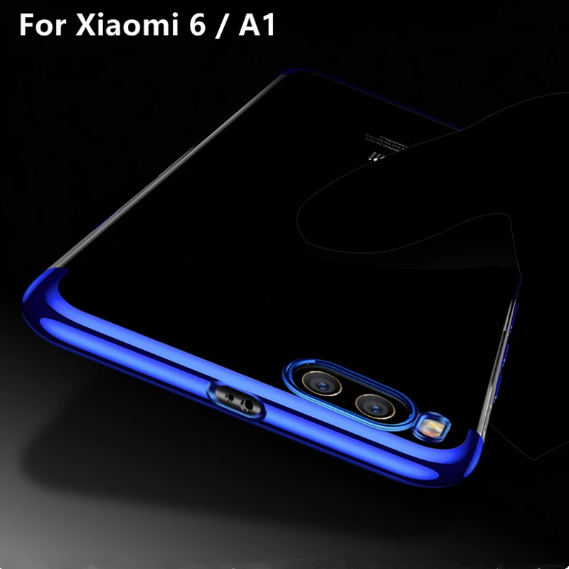 

Plating Case for Xiaomi 6 Ultra Thin Soft Silicone TPU Phone Cover for Xiaomi A1 Mi5x mi6 Coque Transparent
