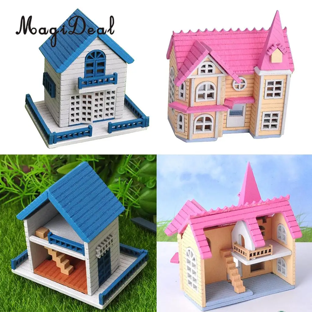 2Set  1:12 Dollhouse Miniatures DIY Doll House Kits Double Attic Assembly House Fairy Tale Cottage Kids Xmaf Gifts