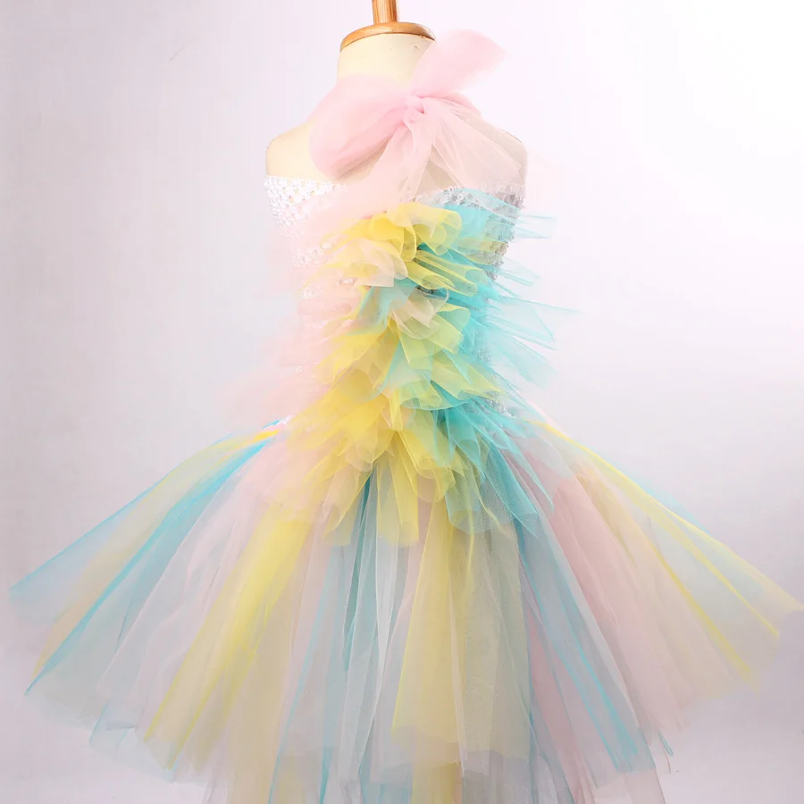 Bustle Unicorn Girl Fancy Tutu Dress Pastel Rainbow Little Pony Dress Girls Baby Halloween Purim Costume Birthday Party Dress (14)