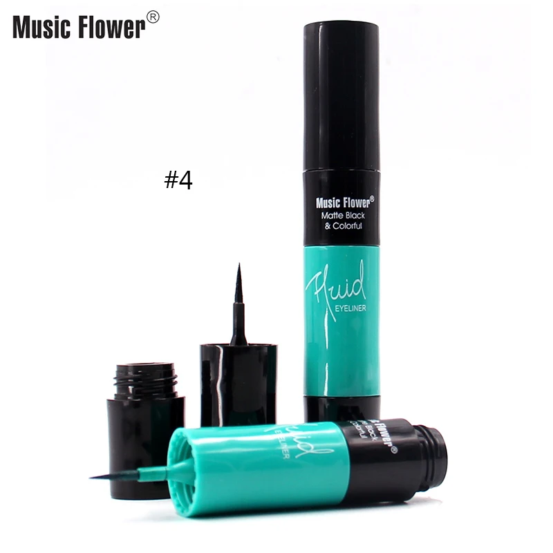 Бренд Music FLower 2 в 1 матовая Водостойкая Подводка для глаз профессиональный макияж двойной подводка для глаз синий черный быстросохнущая стойкая ручка для век - Цвет: 04