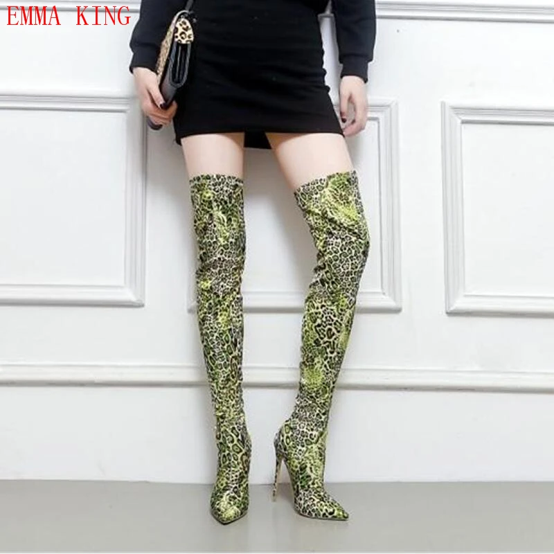 Emma King Slim Muslo Picture Encima Altas Largas Mujer 2018 Stilletos Punta Rodilla Botas Nuevo De La Por Leopardo As rr1pqA4
