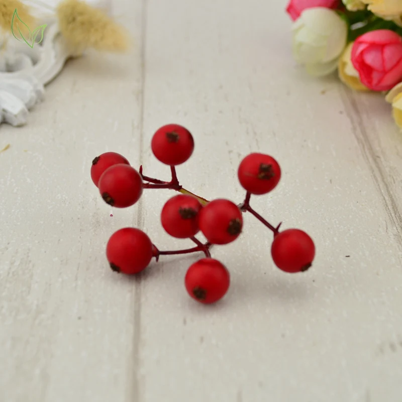 Вишня ягодный искусственный фрукты, цветы дешевые ягоды для украшения свадьбы ручной работы Скрапбукинг поддельные цветы - Цвет: 1 red