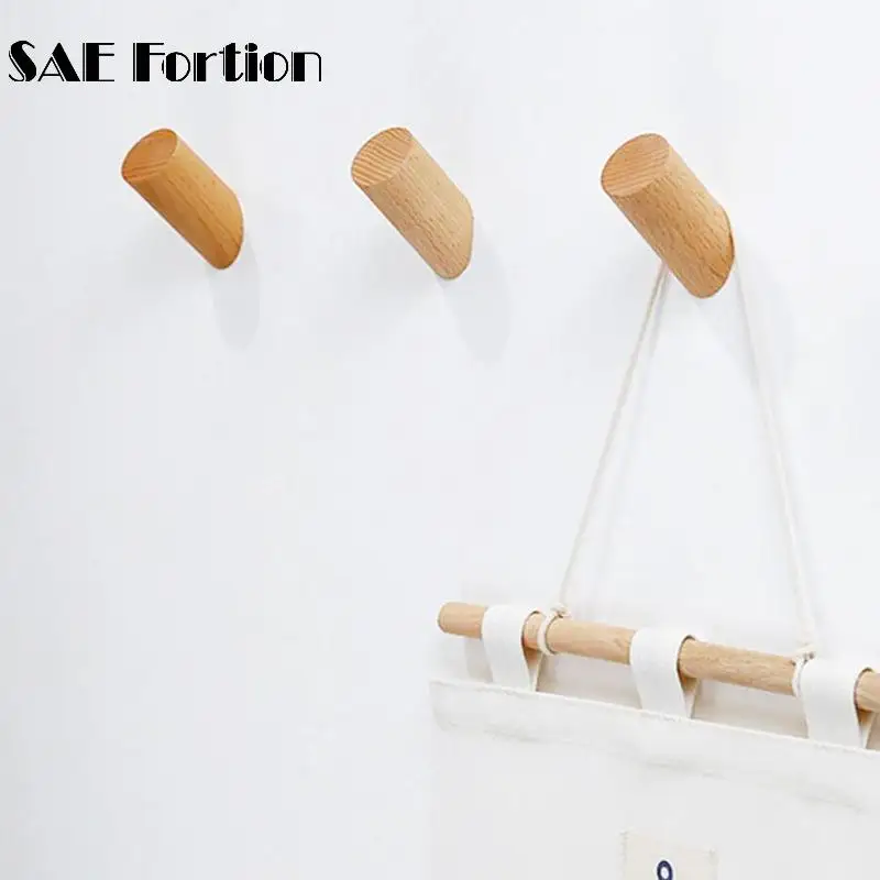 cheap EZLIFE S M L Decorative Natural Wooden Coat Hook Study Wall Mounted Clothes Scarf Hat and Bag Storage Hanger SQY7001