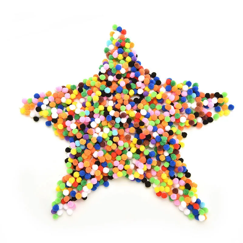 1000 шт 10 мм игрушки, поделки круглые помпоны мягкие пушистые Помпоны для детей разноцветные
