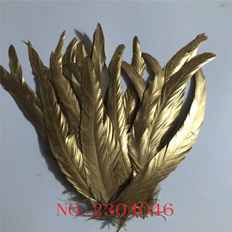 

Z & Q & Y 100pcs / Pack 30-35cm (12-14ich) Handmade Sorting Beautiful Metal Golden Rooster Tail Feather Wedding Dress Up
