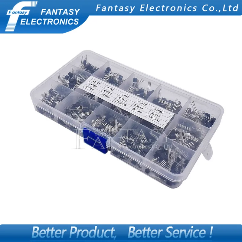 15 value 600pcs Transistor TO-92 Box Kit A1015 A733 C945 C1815 S8050 S8550 S9012 S9013 S9014 S9015 2N3904 2N3906 2N5401 2N5551 transistors kit