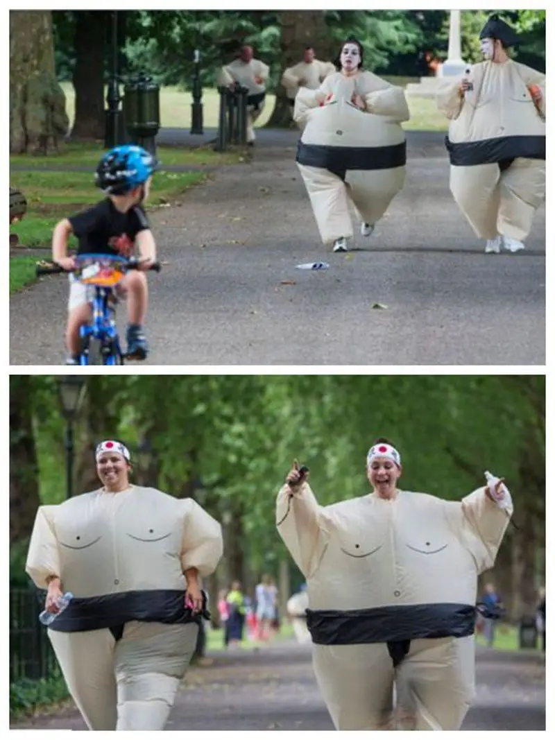 Sumo Sumou Wrestler Cosplay Costume Halloween Funny Dress Inflatable Suit Outfit