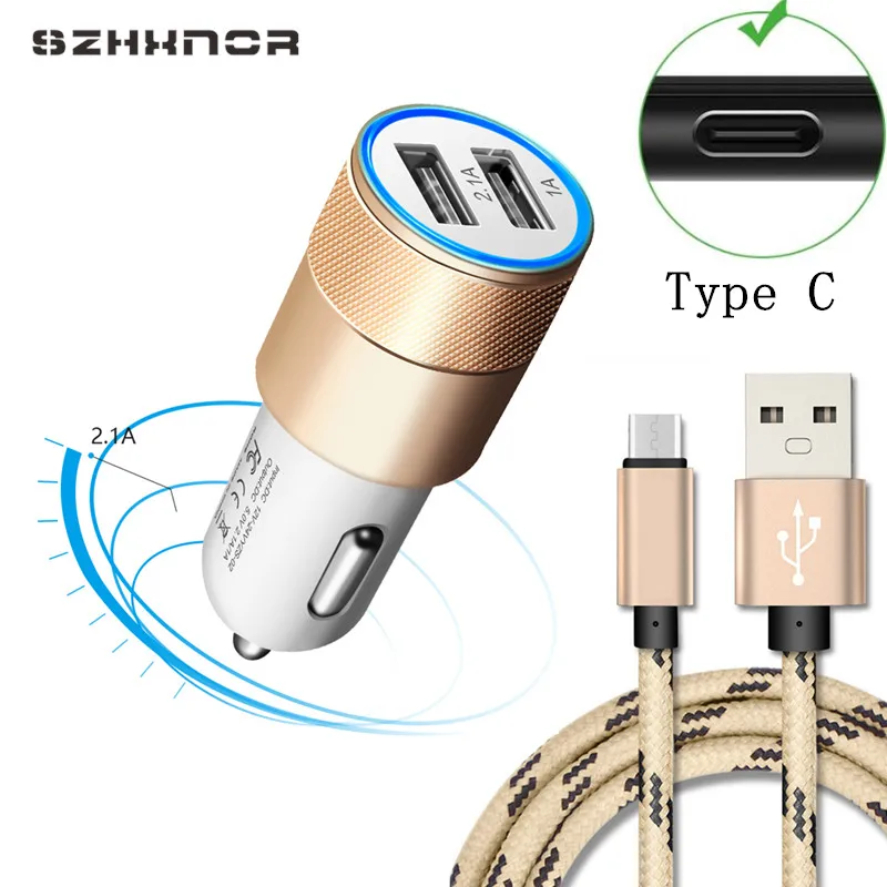 Быстрое USB C автомобильное зарядное устройство с 1 м type шнур для huawei P10 P20 mate 10 Lite pro