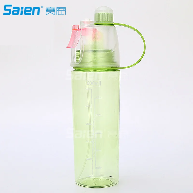 Спортивные бутылки пластиковые для спорта на открытом воздухе спрей BPA-Free с соломой для путешествий фитнес-Туризм Велоспорт(600ML-Blue - Цвет: Зеленый