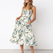 New Arrival Summer Dress Light Yellow Plus Size Button Women Casual Beachwear Floral Print Vestidos De Marca Verano Ropa Mujer