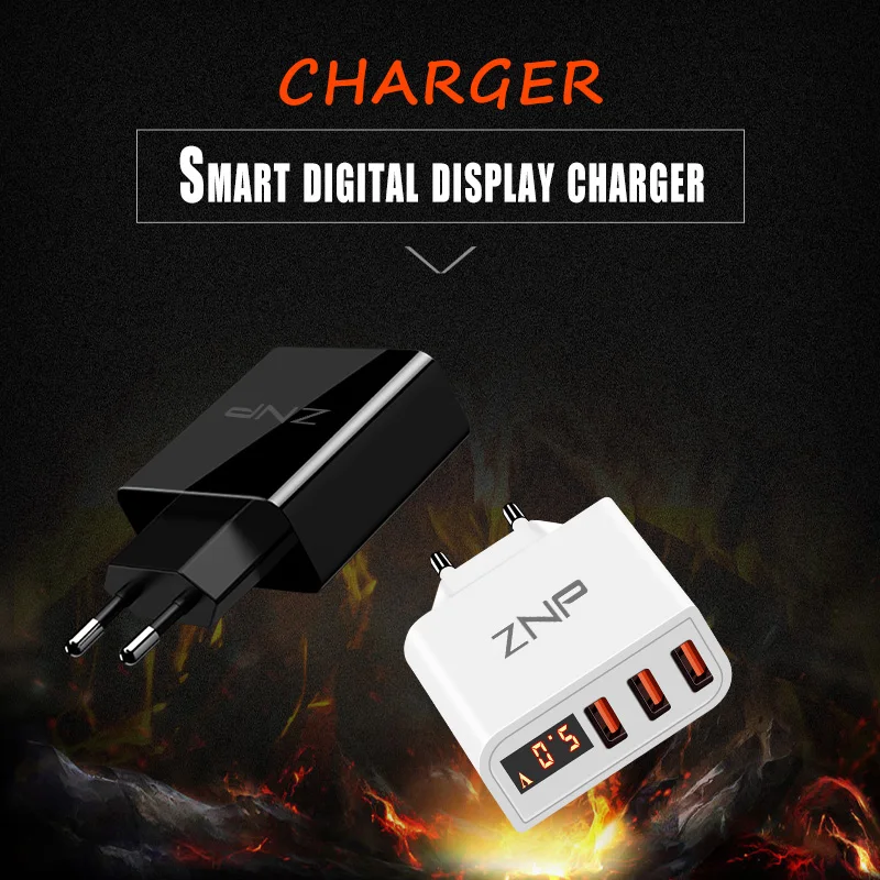 ZNP LED Display 3 4 USB Charger For iphone X XS Xiaomi 9 Fast Charging Travel Wall Charger For Samsung S10 Mobile Phone Charger ZNP LED Display 3 4 USB Charger For iphone X XS Xiaomi 9 Fast Charging Travel Wall Charger For Samsung S10 Mobile Phone Charger