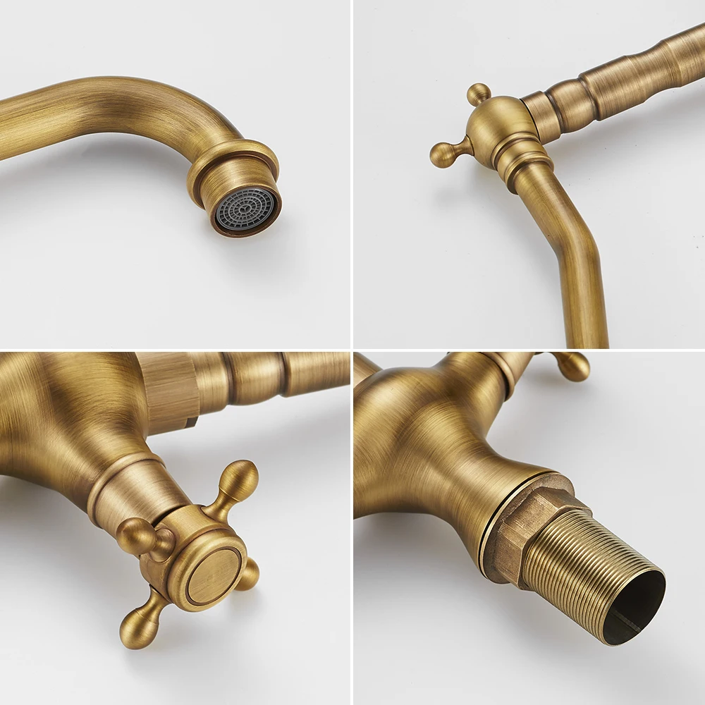 Kitchen Faucets Antique Brass Kitchen Sink Faucet 360 Swivel Bathroom Basin Sink Mixer Tap Dual Handles Cold And Hot Water Tap Kitchen Faucets Antique Brass Kitchen Sink Faucet 360 Swivel Bathroom Basin Sink Mixer Tap Dual Handles Cold And Hot Water Tap