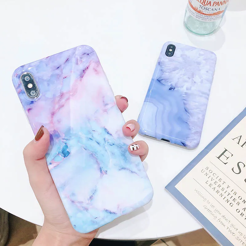 Чехол для Телефона iPhone 6 6S 7 8 Plus X XR 11 Pro XS MAX мягкий силиконовый чехол с мраморным