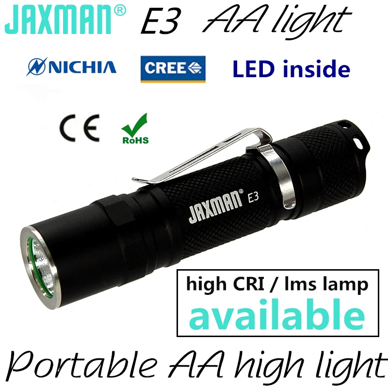 

JAXMAN E3 high CRI EDC AA Flashlight AA alkaline Ni-MH 14500 battery Nichia 219C CREE XPG2 LED FREE SHIPPING