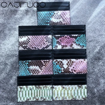 

CAJIFUCO 10PCS Wholesale Ultrathin Real Python Skin Porte Carte Credit Python Leather Card Holder Coin Purse