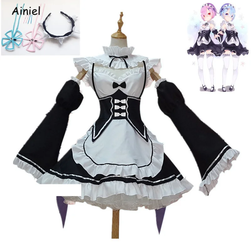 Аниме Re:zero Kara Hajimeru Isekai Seikatsu жизнь в другом мире Ram Rem Косплей Костюм Платье