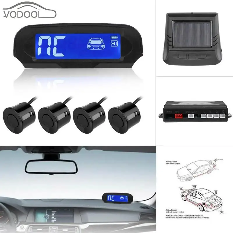 

Wireless Solar Power LCD Car Parking Sensor Kit Automovil Reversing Backup Radar Detector Assistance System with 4 Sensors