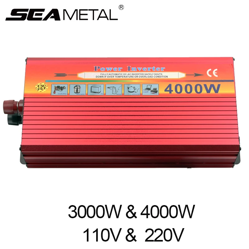 

Car Inverter 12V 220V 4000W 3000W DC 12V To AC 220V for Auto Charger Kit Adapter 12 220 4000 Voltage Transformer Converter USB