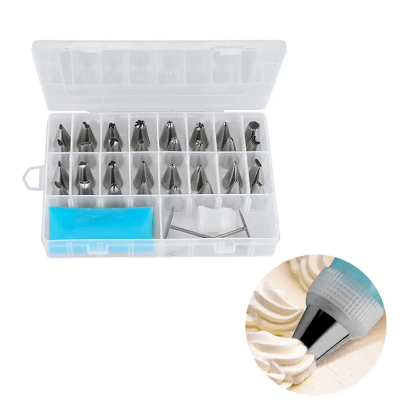 

8 PCs Silicone Icing Piping Cream Pastry Bag+6 Stainless Steel Kitchen Dessert Cake Decorating Tools Nozzle DIY Tips Set