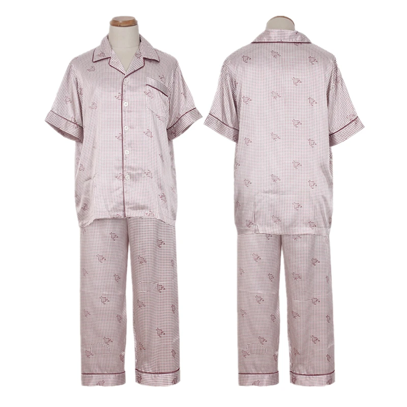Роскошные с короткими рукавами шелковые пижамы для Для мужчин пижамы Летняя мужская Пижама PJS пижамы Sleepcoat комплект