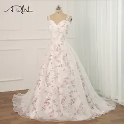 ADLN 2019 цветочный принт свадебное платье плюс размеры без рукавов Милая Плиссированные Свадебное Свадебные платья с цветами с бисером ремень