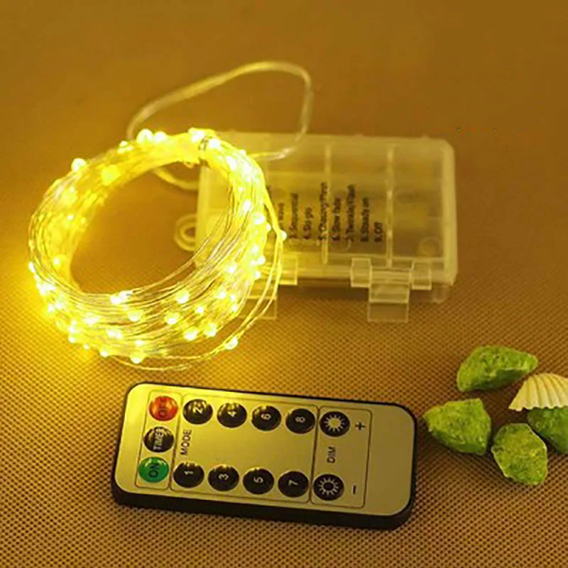 10/20m copper Wire Battery LED String Light with Remote Controller For Wedding Christma Party Holiday Halloween Decoration light