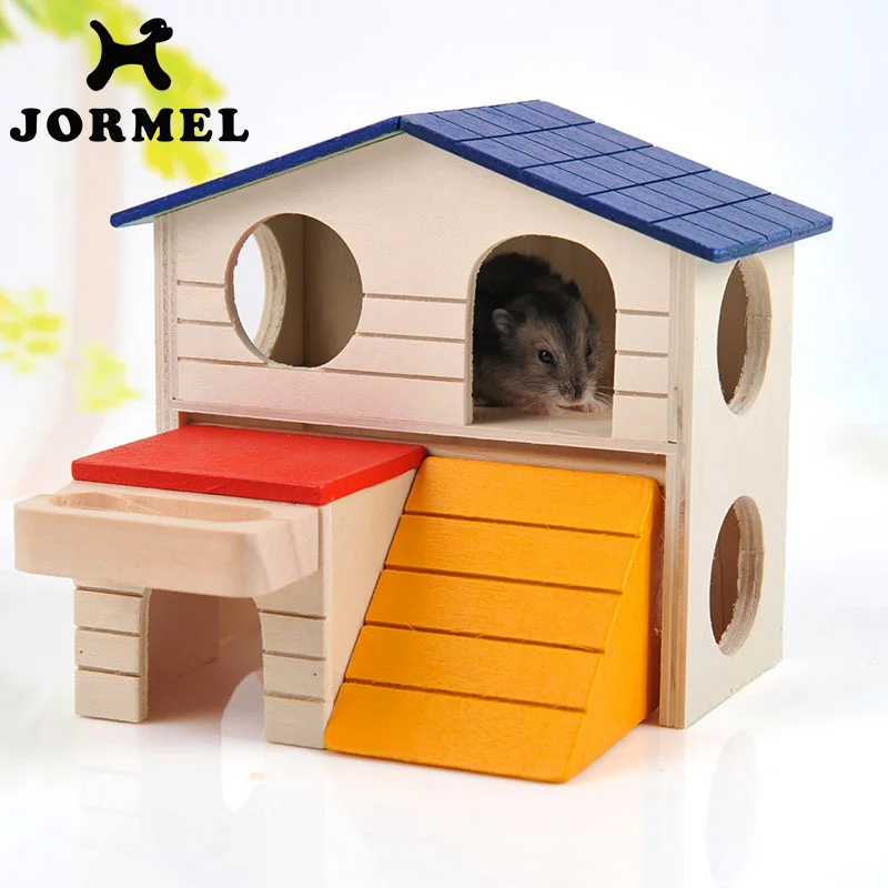 

JORMEL Lovely Rat House Wooden Hamster Ladder Pet Small Animal Rabbit Mouse Hideout Luxury Home 2 Layer Platform Playhouse Nest