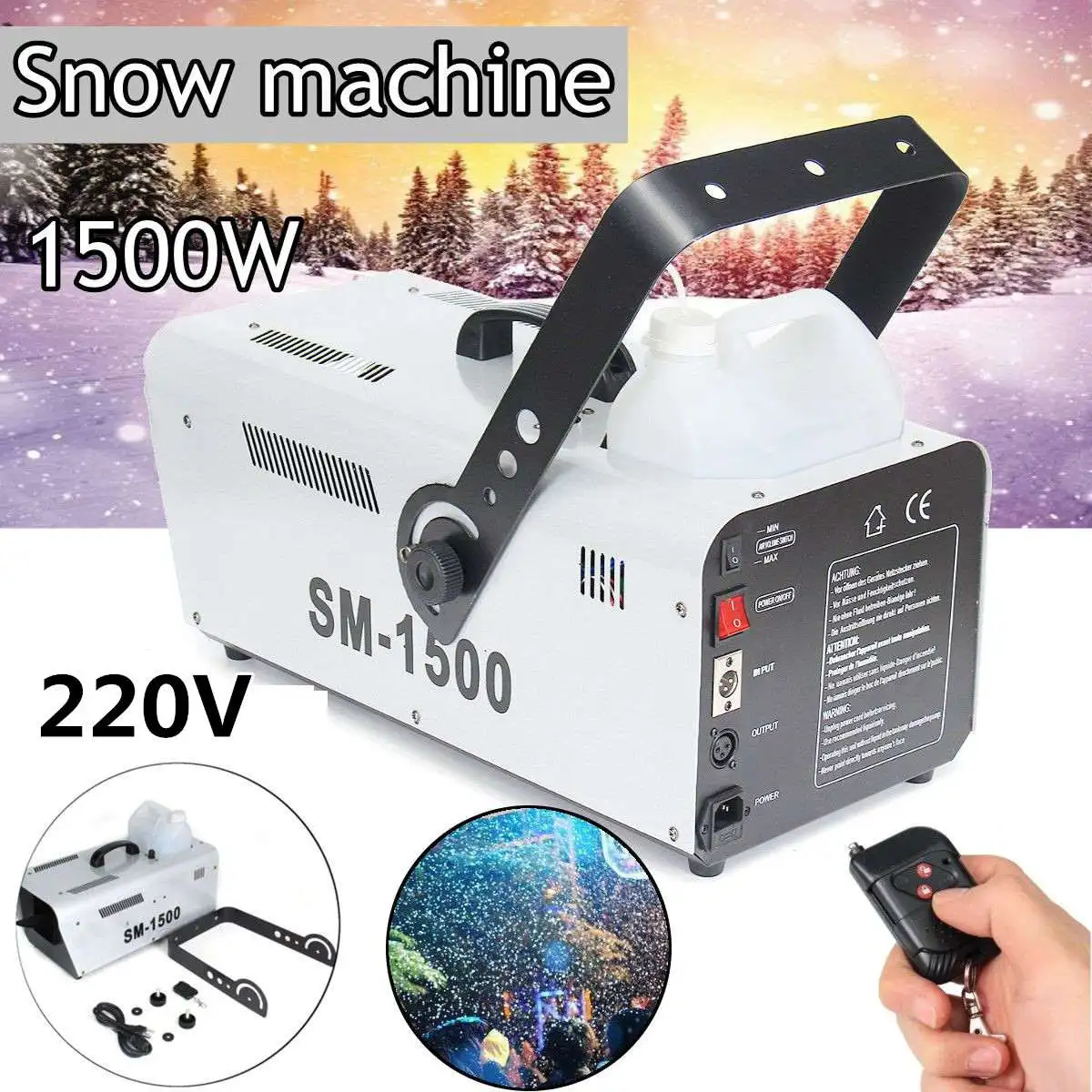 

110V/220V 1500W Snow Machine Special Stage Effect Equipment Snowmaker Spray Snow Soap Foam Effect Machine DJ KTV