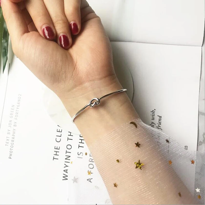 

100% 925 Sterling Silver Bracelets Adjustable White Gold Color Women Open Cuff Bangle Bracelet Jewelry G35