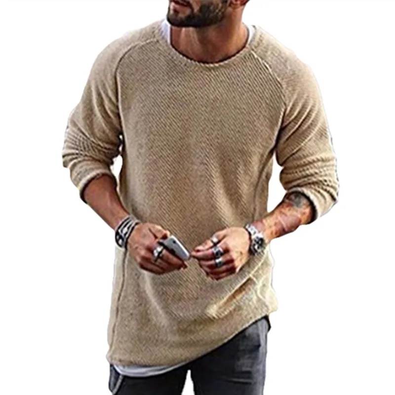 Winter Fashion Knitted Mens Sweater Casual Solid Crew Neck Long Sleeve Pullovers Loose Social Sweater Men Autumn hombre 2018