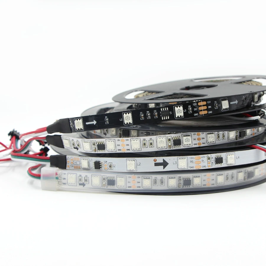 12В программируемая Адресуемая ws2811 Светодиодная лента 5050 SMD полноцветная RGB