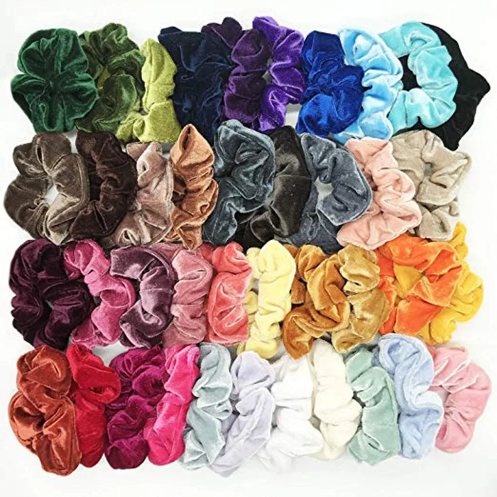 40 шт. Scrunchie новые бархатные эластичные женские обручи или резинки для волос для девочек, аксессуары для волос, аксессуары для волос