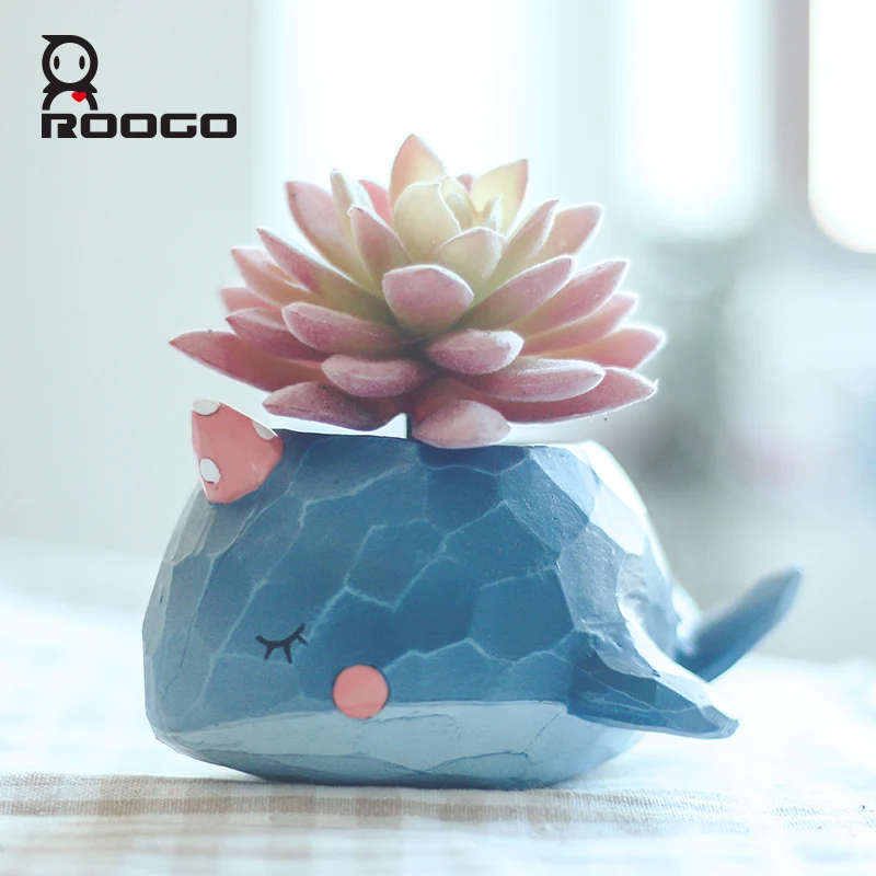 

Roogo Flower Pot Planters Plant Pot The Blue Whale Annimal Succulent Cactus Garden Pots Indoor Room Home Decoration Accessories