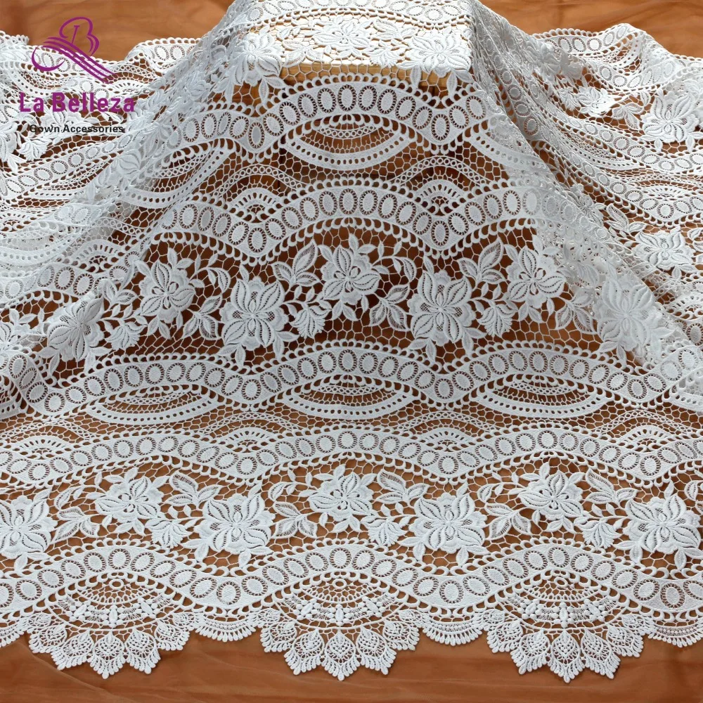 

New off white water soluble hollow embroidered tulle / net weddingdress lace fabric DIY sewing accessories lace fabric