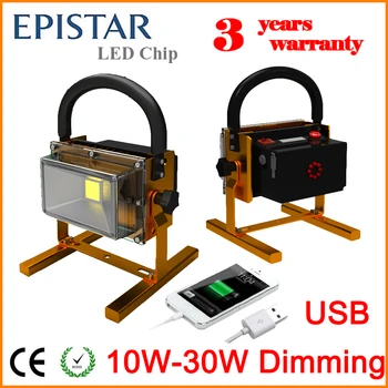 

DHL projecteur led Portable Rechargeable Floodlight Dimmable 10W 20W 30W COB IP65 USB Work Emergency Travel Camping Fishing Lamp