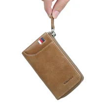 Мужская сумка для ключей из натуральной кожи в стиле ретро на молнии, Женский кошелек для мелочей, подвесная сумка для клавиатуры автомобиля