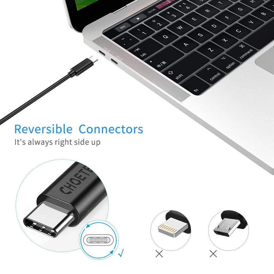 USB Type C кабель CHOETECH для быстрой зарядки Xiaomi Mi9 Redmi Note 7 Samsung Galaxy S9 синхронизации