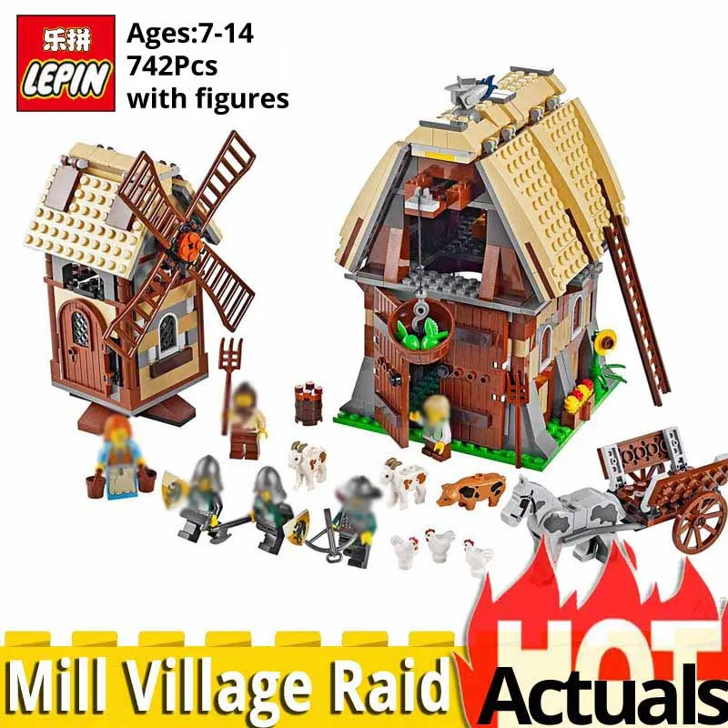 

Lepin Kingdoms 16049 The Mill Village Raid Set 742Pcs Block Brick Educational Toys DIY Gift Model compatible legos kingdoms 7189
