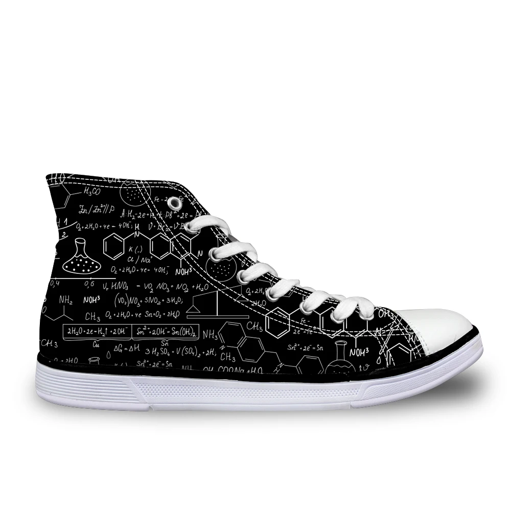 FORUDESIGNS Cool Men's Canvas Vulcanized Shoe Graffiti Chemical Formula Shoes For Boys School High Top Flat Zapatos Vulcanizados FORUDESIGNS Cool Men's Canvas Vulcanized Shoe Graffiti Chemical Formula Shoes For Boys School High Top Flat Zapatos Vulcanizados