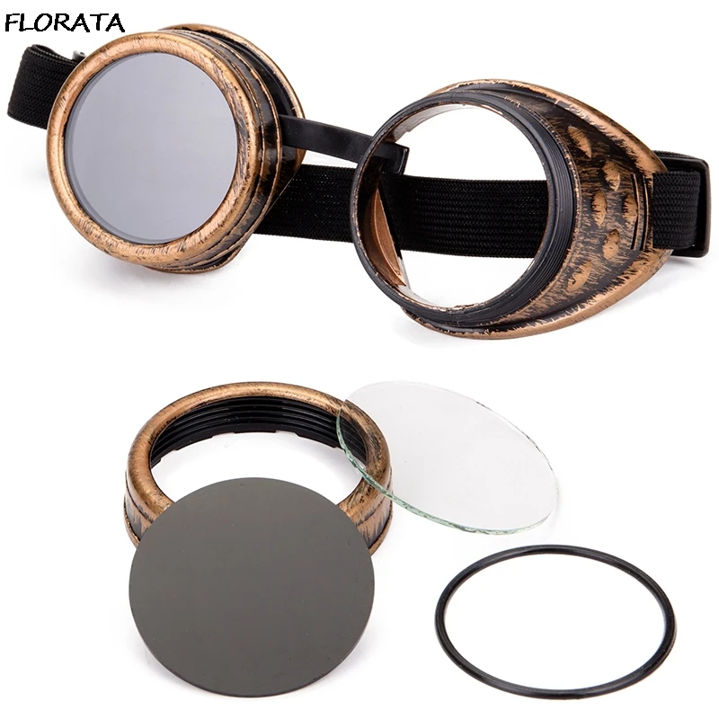 

FLORATA Retro Goggles Vintage Halloween Costume Cosplay Props Unisex Steampunk Gothic Glasses Eyewear
