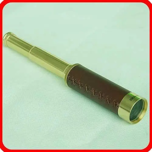 Vintage 25x30mm Brass & Faux Leather Folding Monocular
