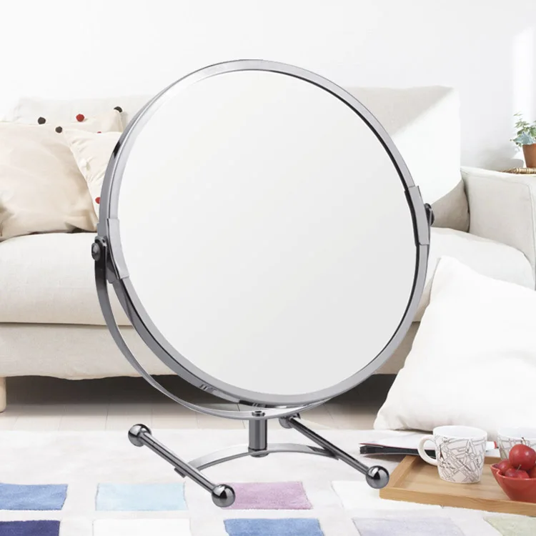 SpringQuan New 8 inch H pedestal fashion high definition desktop makeup mirror 2 Face metal
